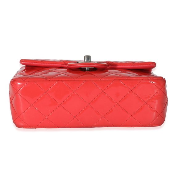 Chanel Red Quilted Patent Mini Rectangular Classic Single Flap Bag - Picture 7 of 8